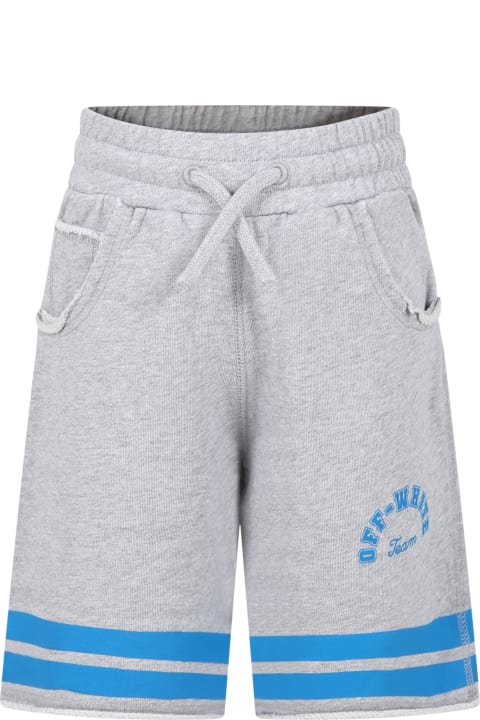 Off-White for Kids Off-White Gray Shorts For Boy With Logo