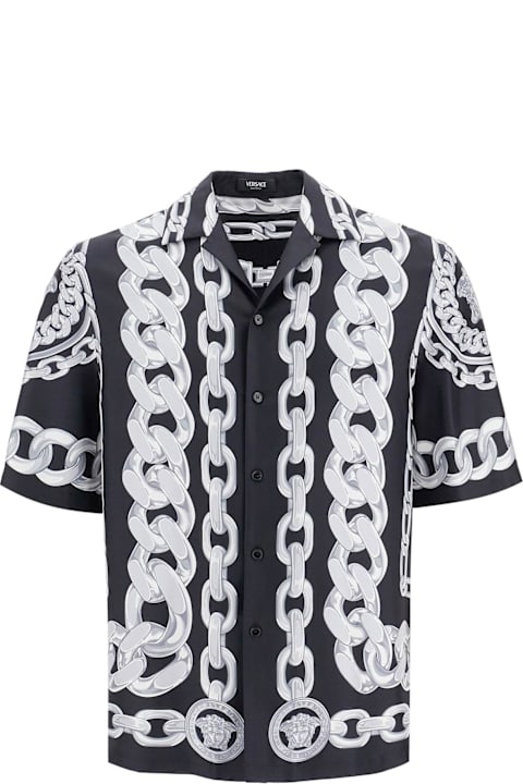 Homeware Versace 
printed Silk Medusa Chains Bowling Shirt