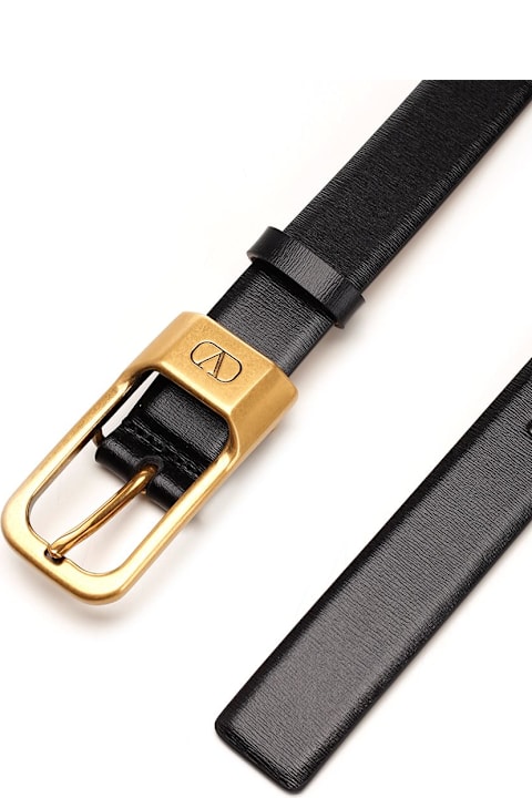 Accessories for Men Valentino Garavani Black Leather Belt