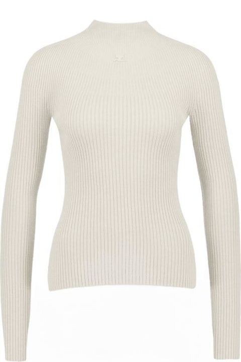 Courrèges Sweaters for Women Courrèges Pinko Solar Light Ribbed Mockneck Jumper