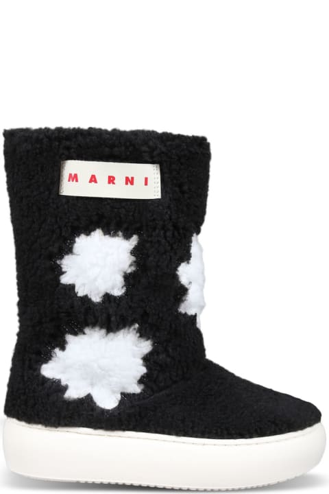 Marni أحذية لـ بنات Marni Black Boots For Girl With Stars