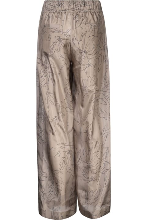 Pants & Shorts for Women Brunello Cucinelli Elastic Waist Wide Leg Printed Trousers
