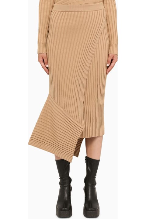 Stella McCartney Skirts for Women Stella McCartney Beige Ribbed Knit Flared Skirt