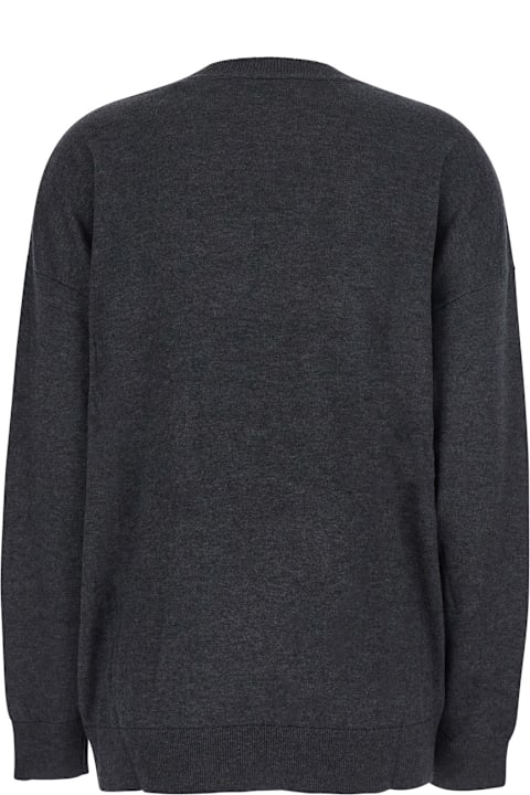 Isabel Marant for Kids Isabel Marant Grey V-neck Sweater With Ring Detail At The Waist In Fabric Woman