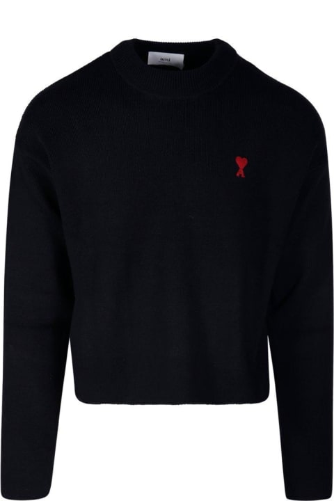 Ami Alexandre Mattiussi Sweaters for Women Ami Alexandre Mattiussi Paris De Coeur Logo Embroidered Knitted Jumper