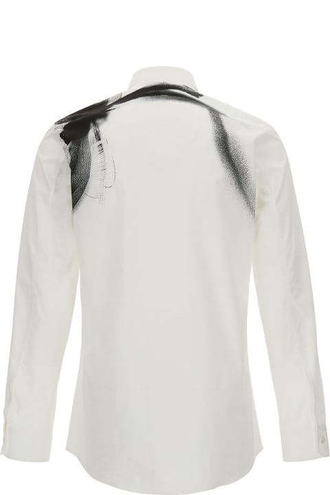 Alexander McQueen Shirts for Men Alexander McQueen White Shirt With Contrasting Print In Cotton Man