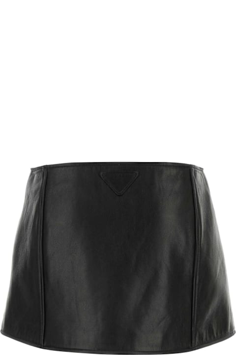 Homeware Prada Black Leather Mini Skirt