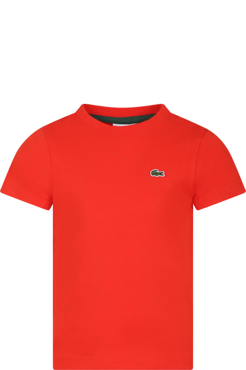 Lacoste T-Shirts & Polo Shirts for Boys Lacoste Red T-shirt For Boy With Crocodile