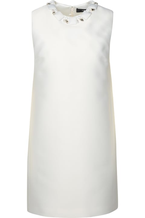 ウィメンズ Versaceのウェア Versace White Silk Blend Dress