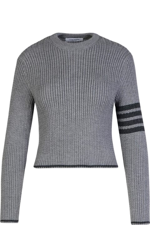 Thom Browne Sweaters for Women Thom Browne '4 Bar' Grey Virgin Wool Sweater