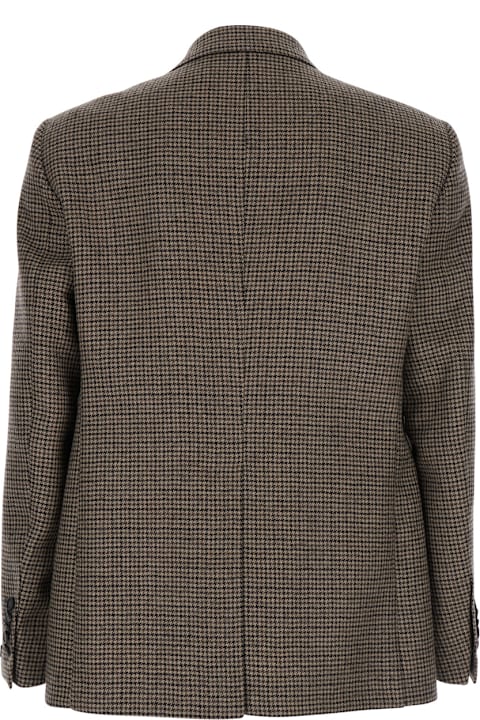 Homeware Tagliatore Dark Beige Single-breasted Jacket With Check Motif In Virgin Wool Man