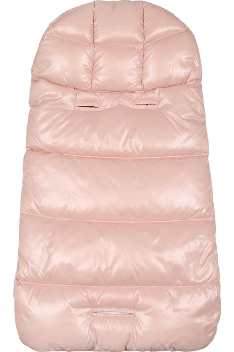 Moncler Accessories & Gifts for Baby Boys Moncler Pink Sleeping Bag For Baby Girl With Logo