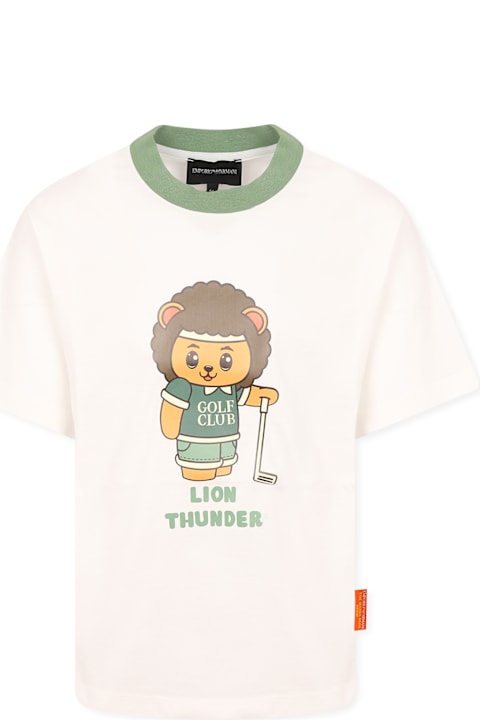 Emporio Armani T-Shirts & Polo Shirts for Women Emporio Armani White T-shirt For Boy With Manga Bear