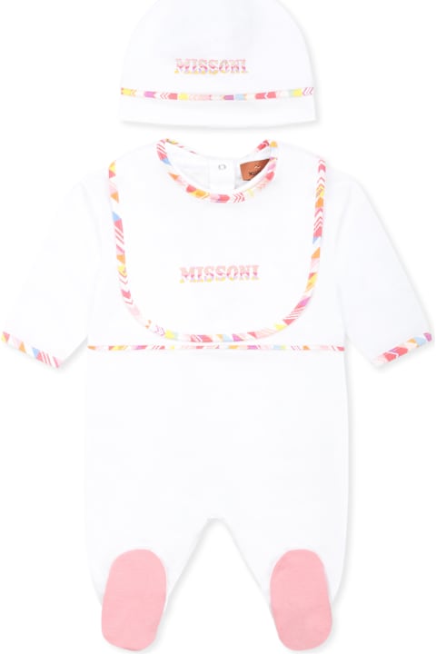 Missoni for Kids Missoni Pink Babygrow Set For Baby Girl With Logo