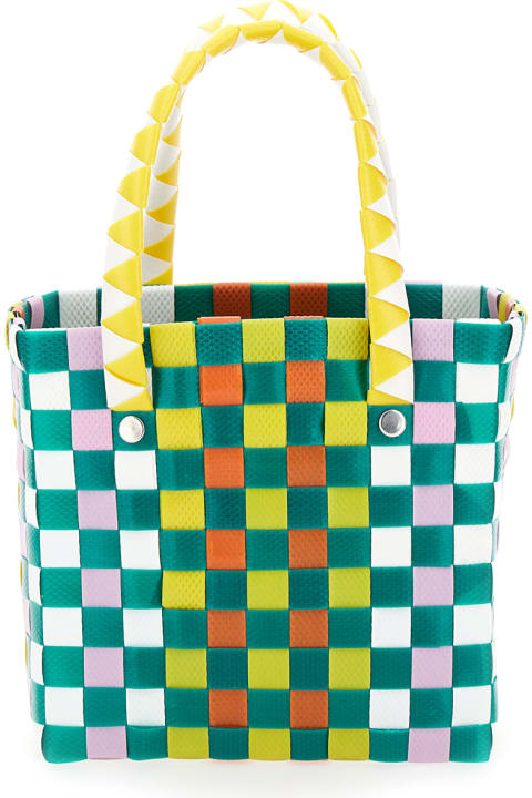 Marni Kids Marni 'basket' Multicolor Bag With Logo Plaque And Intreccio-motif In Polypropylene Girl