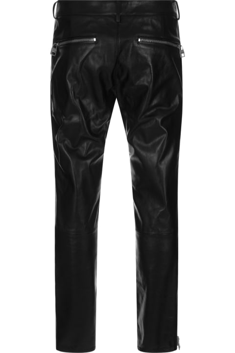 Alexander McQueen for Men Alexander McQueen Leather Biker Trousers In Black