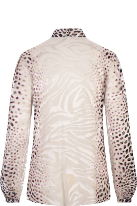 Roberto Cavalli Topwear for Women Roberto Cavalli Printed Devoré Satin Shark Shirt