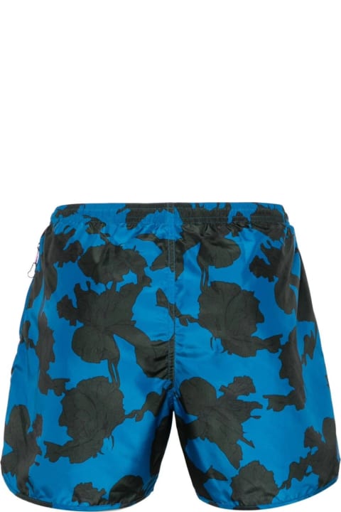 Neil Barrett Swimwear for Men Neil Barrett Blue And Black Printed Swimwear