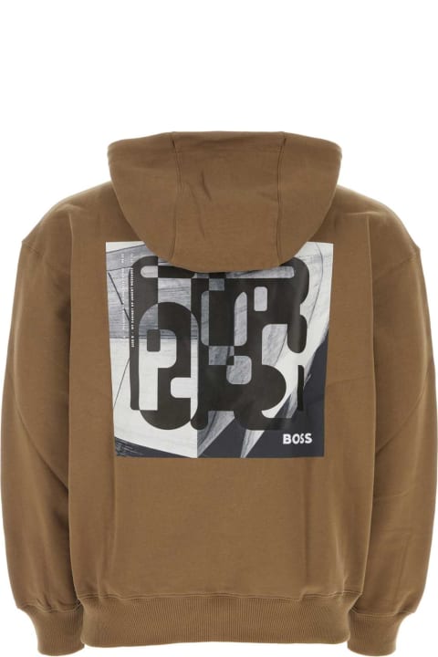 Hugo Boss Fleeces & Tracksuits for Men Hugo Boss Brown Cotton Sweatshirt