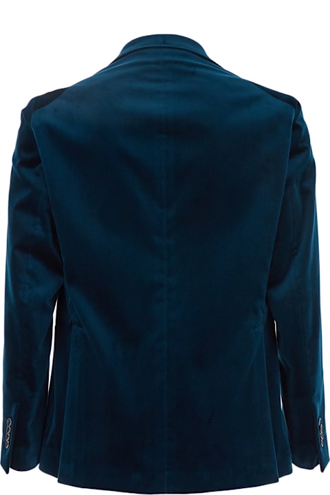 Tagliatore for Men Tagliatore Blue Jacket With Classic Revers And Logo Pin In Velvet Man