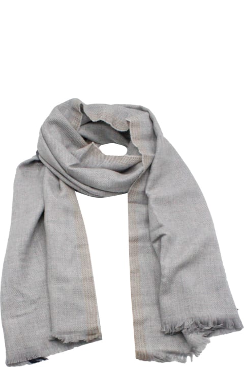 Fashion for Men Brunello Cucinelli Lightweight Scarf Made Of Wool And Cashmere With A Light Weave In Diagonaòle And Side Selvedge With Small Fringes At The Bottom