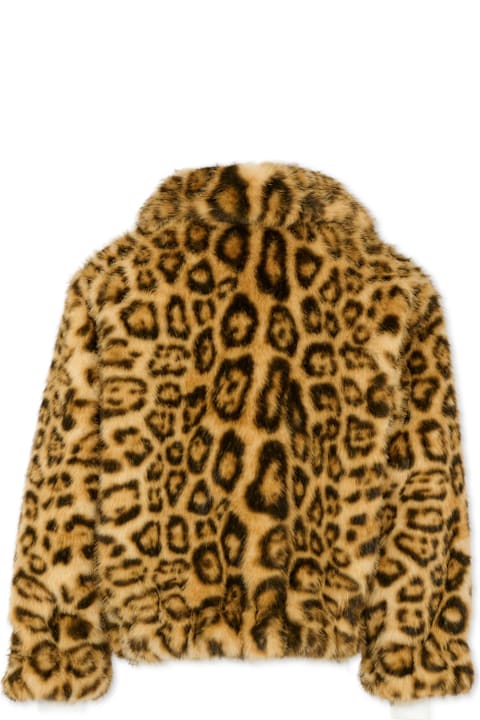 Homeware Lanvin Beige Faux Fur Coat For Girl With Spotted Print.