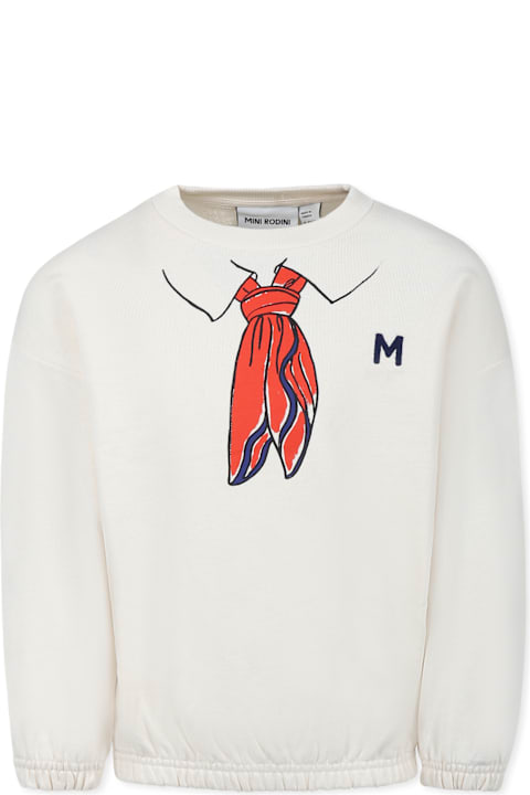 Homeware Mini Rodini Ivory Sweatshirt For Kids With Scarf Print