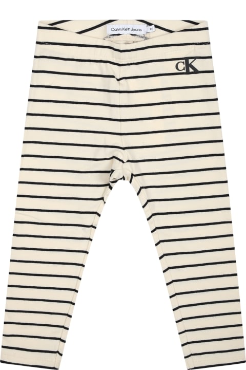 Bottoms for Baby Boys Calvin Klein Striped Multicolor Legging For Baby Kids With Logo