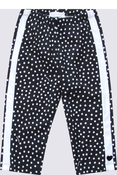 Monnalisa Bottoms for Girls Monnalisa Black And White Cotton Dots Pants