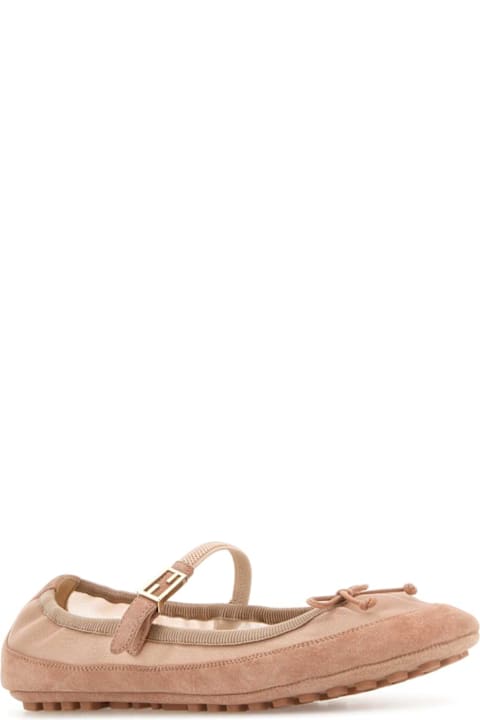 Fendi Shoes for Women Fendi Powder Pink Mesh And Suede Baguette Ballerinas