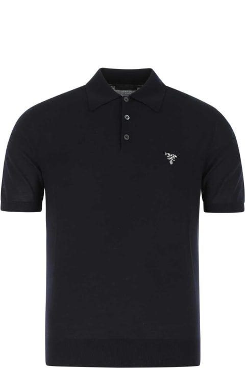 Clothing for Men Prada Midnight Blue Wool Polo Shirt