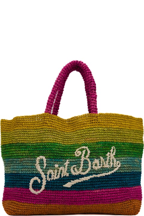 Fashion for Women MC2 Saint Barth Raffia Beach Striped Multicolor Bag
