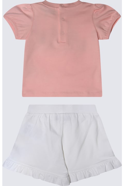 ベビーガールズ ニットウェア＆スウェットシャツ Moschino Pink And White Cotton Jumpsuits