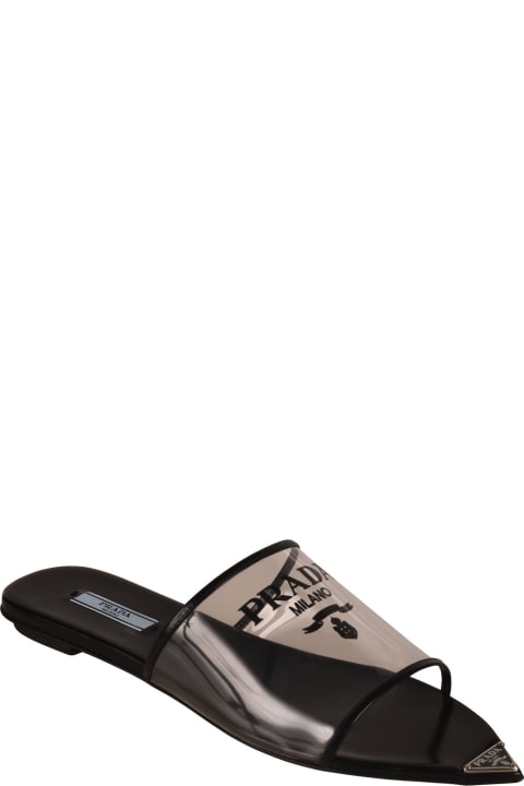 Prada Plex Logo Flat Sandals