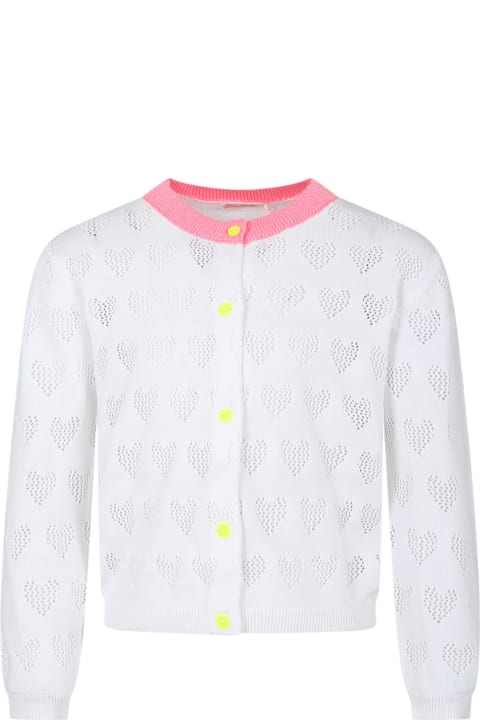 ガールズ Billieblushのニットウェア＆スウェットシャツ Billieblush White Cardigan For Girl With Hearts