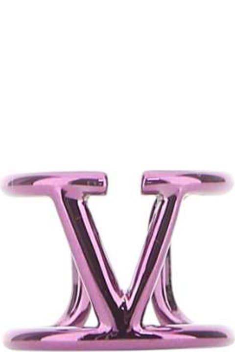 Fashion for Women Valentino Garavani Pink Pp Metal Vlogo Ring