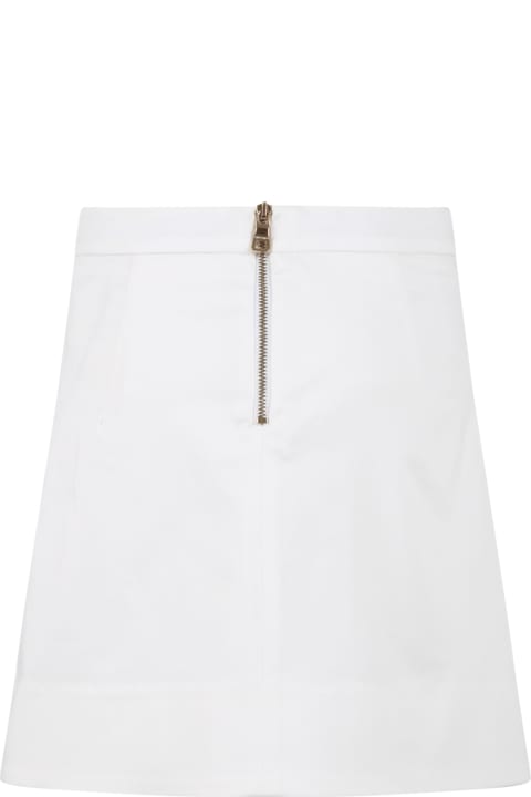 White Skirt For Girl With Iconic Golden Buttons