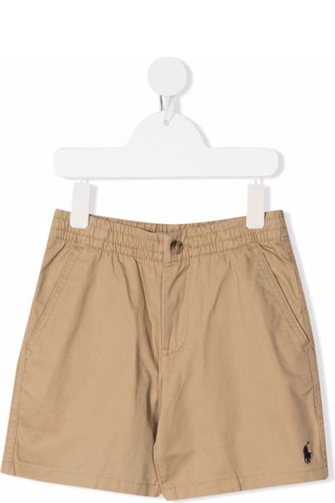 Polo Ralph Lauren Kids Polo Ralph Lauren Beige Shorts With Pockets In Stretch Cotton Boy