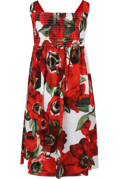 Dolce & Gabbana Sale for Kids Dolce & Gabbana Red Dress For Girl With Poppies Print