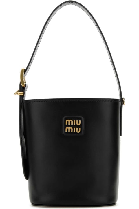 ウィメンズ Miu Miuのバッグ Miu Miu Black Leather Bucket Bag