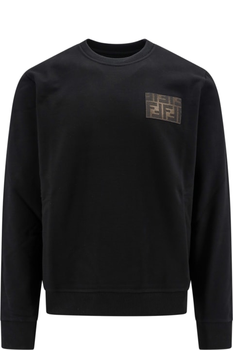 Fleeces & Tracksuits for Men Fendi Cotton Sweatshirt With Frontal Ff Patch