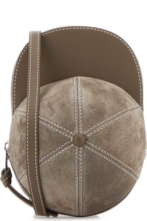 J.W. Anderson Totes for Men J.W. Anderson Dove Grey Suede Medium Cap Crossbody Bag