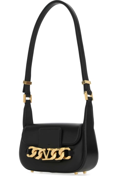 Valentino Garavani Shoulder Bags for Women Valentino Garavani Black Leather Small Vlogo Chain Crossbody Bag