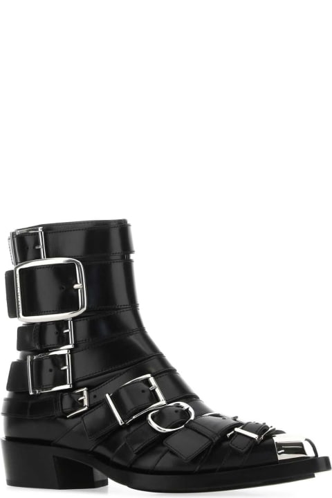 Alexander McQueen for Women Alexander McQueen Black Leather Punk Ankle Boots