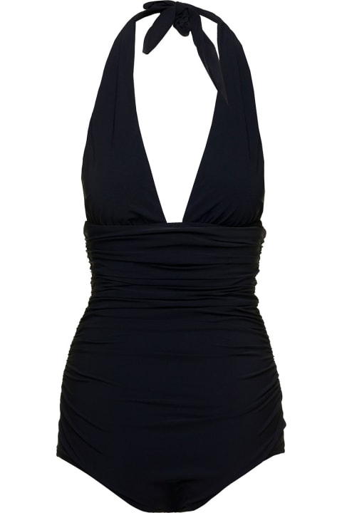 Black Swimsuit With Wide Halter Neckline Woman Dolce & Gabbana