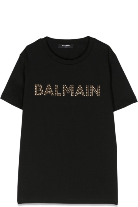 Balmain for Kids Balmain Gold Mc Logo T-shirt