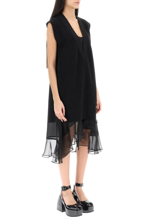 Fashion for Women Sacai Midi Dress With Knitted Panel