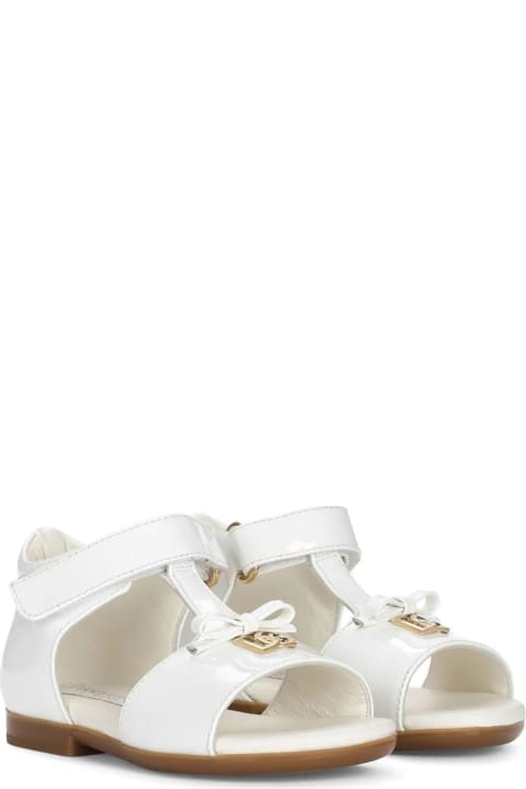 Dolce & Gabbana for Kids Dolce & Gabbana White Patent Leather Sandals With Dg Logo