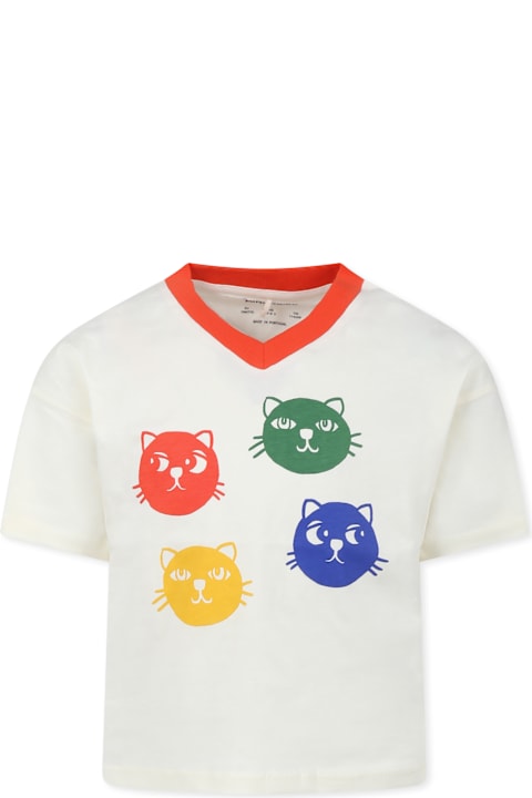 Homeware Mini Rodini Ivory T-shirt For Kids With Cats