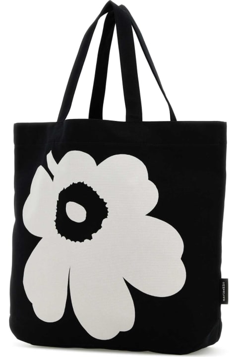 Marimekko Bags for Women Marimekko Black Canvas Torna Unikko Shopping Bag